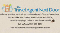 Business Card, a sponsor, for The Travel Agent Next Door
